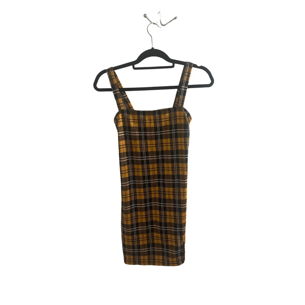 Forever 21 Plaid Yellow Sleeveless Mini Dress